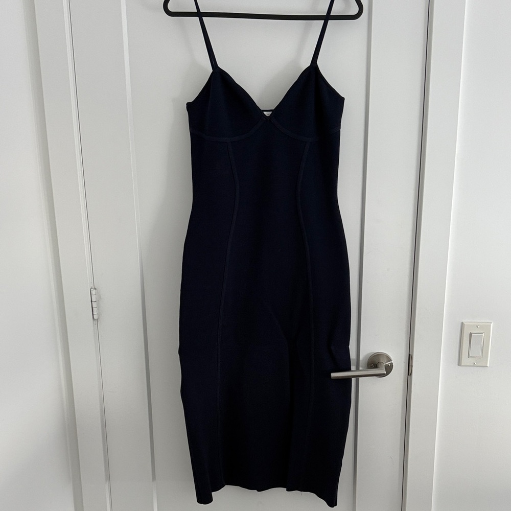 Zara Elegant navy Spaghetti Strap Midi Dress